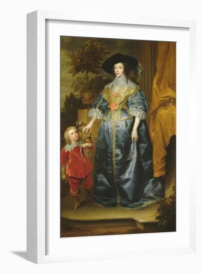 Queen Henrietta Maria and Her Dwarf Sir Jeffrey Hudson, circa 1633-Sir Anthony Van Dyck-Framed Giclee Print