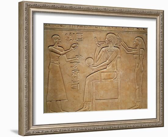 Queen Kawit at Her Toilet, from the Sarcophagus of Queen Kawit, Found at Deir El-Bahri-null-Framed Giclee Print