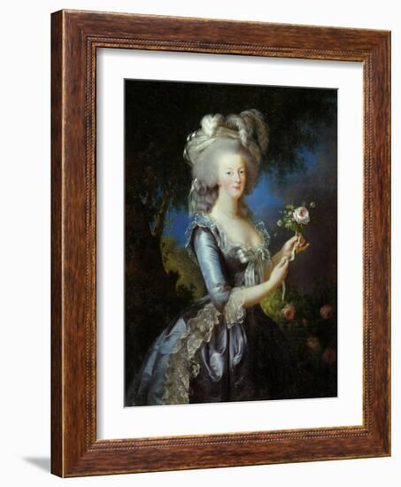 Queen Marie Antoinette with a Rose, 1783-Elisabeth Vigee Le Brun-Framed Art Print