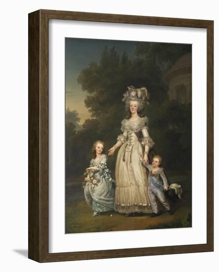 Queen Marie Antoinette with her Children in the Park of Trianon, 1785-Adolf Ulrich Wertmuller-Framed Giclee Print