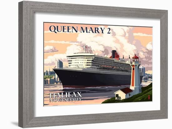 Queen Mary 2 - Halifax, Nova Scotia-Lantern Press-Framed Art Print