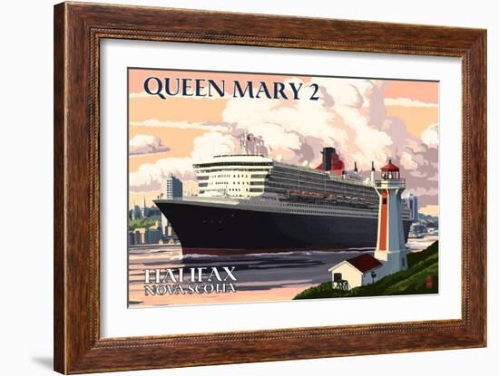 Queen Mary 2 - Halifax, Nova Scotia-Lantern Press-Framed Art Print