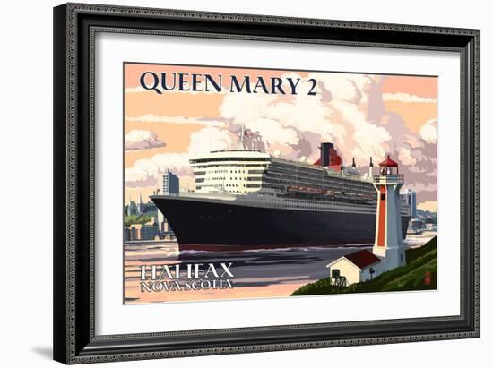 Queen Mary 2 - Halifax, Nova Scotia-Lantern Press-Framed Art Print