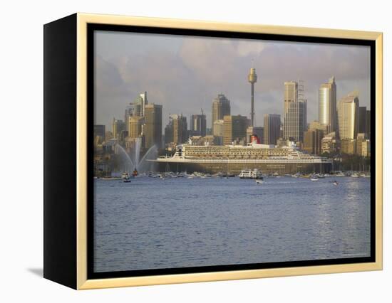 Queen Mary 2 on Maiden Voyage Arriving in Sydney Harbour, New South Wales, Australia-Mark Mawson-Framed Premier Image Canvas