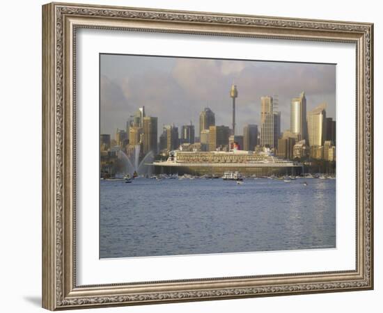 Queen Mary 2 on Maiden Voyage Arriving in Sydney Harbour, New South Wales, Australia-Mark Mawson-Framed Photographic Print