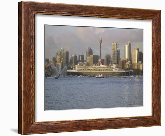 Queen Mary 2 on Maiden Voyage Arriving in Sydney Harbour, New South Wales, Australia-Mark Mawson-Framed Photographic Print