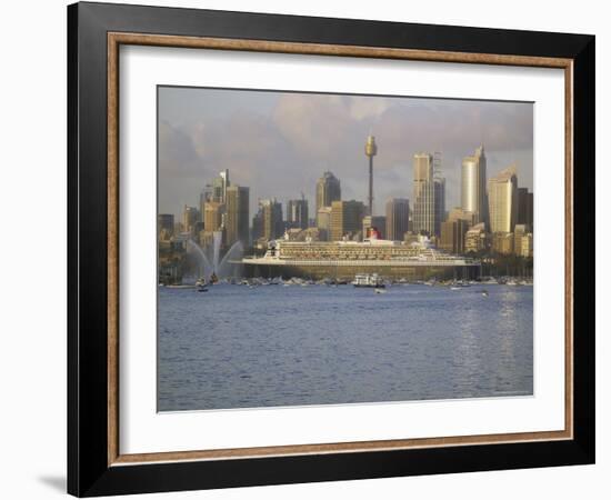 Queen Mary 2 on Maiden Voyage Arriving in Sydney Harbour, New South Wales, Australia-Mark Mawson-Framed Photographic Print