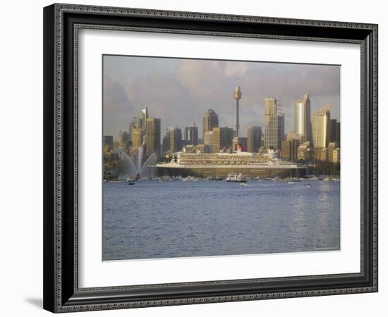 Queen Mary 2 on Maiden Voyage Arriving in Sydney Harbour, New South Wales, Australia-Mark Mawson-Framed Photographic Print