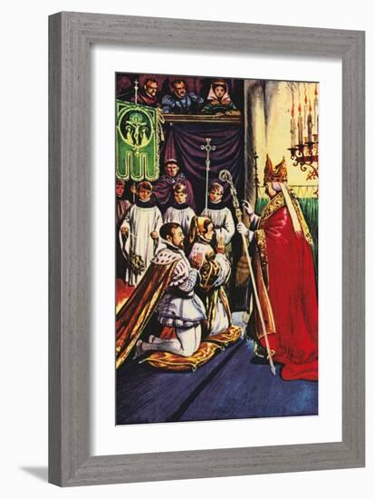 Queen Mary Marrying Prince Philip of Spain at Winchester (Colour Litho)-Peter Jackson-Framed Giclee Print