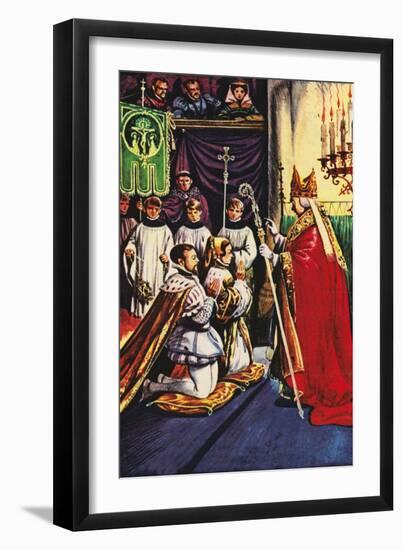 Queen Mary Marrying Prince Philip of Spain at Winchester (Colour Litho)-Peter Jackson-Framed Giclee Print