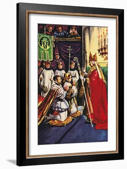 Queen Mary Marrying Prince Philip of Spain at Winchester (Colour Litho)-Peter Jackson-Framed Giclee Print