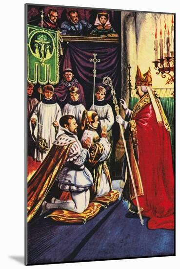 Queen Mary Marrying Prince Philip of Spain at Winchester (Colour Litho)-Peter Jackson-Mounted Giclee Print