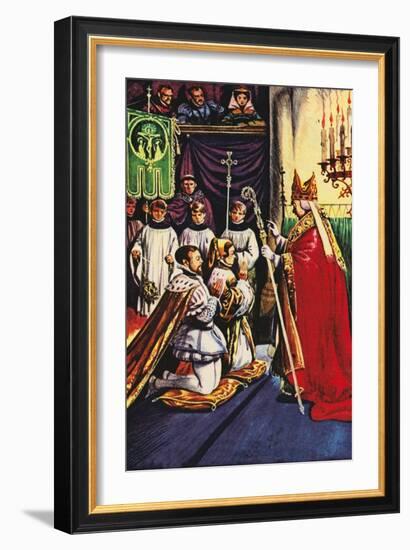 Queen Mary Marrying Prince Philip of Spain at Winchester (Colour Litho)-Peter Jackson-Framed Giclee Print