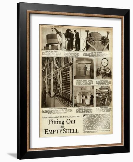 Queen Mary Ocean Liner, Being Fitted Out-null-Framed Art Print