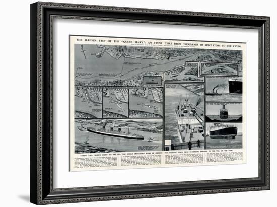 Queen Mary' Ocean Liner, Journey Down the Clyde-George Horace Davis-Framed Art Print