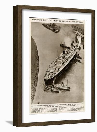 Queen Mary' Ocean Liner, Manoeuvring Down the Clyde-null-Framed Art Print