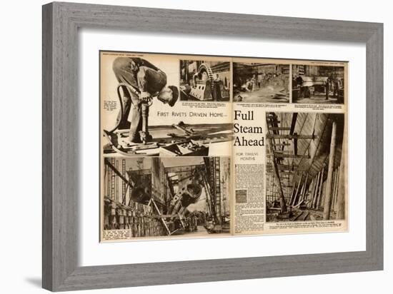 Queen Mary Ocean Liner Work Begins-null-Framed Art Print