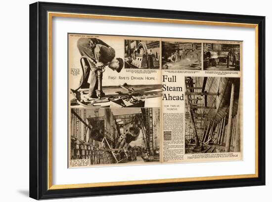 Queen Mary Ocean Liner Work Begins-null-Framed Art Print