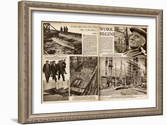 Queen Mary Ocean Liner Work Begins-null-Framed Art Print