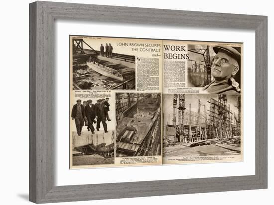 Queen Mary Ocean Liner Work Begins-null-Framed Art Print