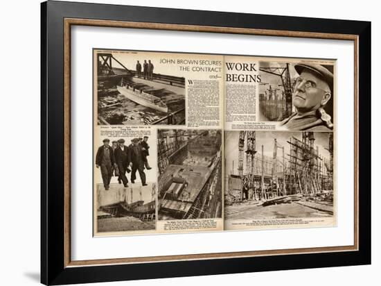 Queen Mary Ocean Liner Work Begins-null-Framed Art Print