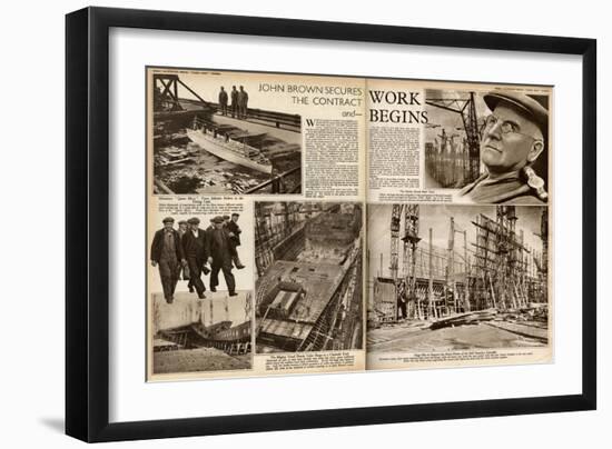 Queen Mary Ocean Liner Work Begins-null-Framed Art Print