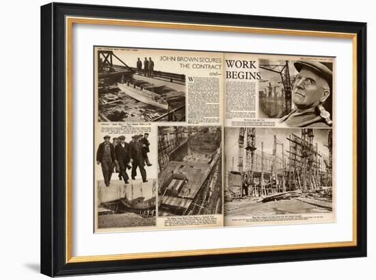 Queen Mary Ocean Liner Work Begins-null-Framed Art Print