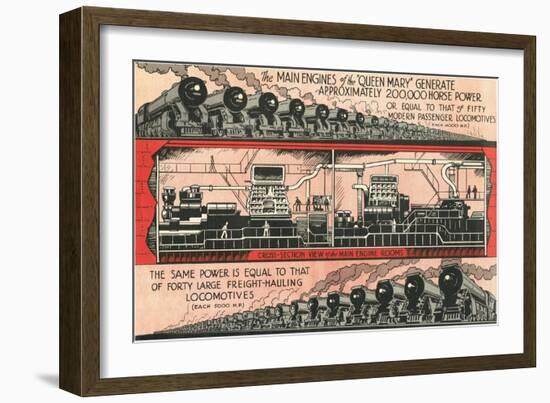Queen Mary vs. Locomotives-null-Framed Art Print