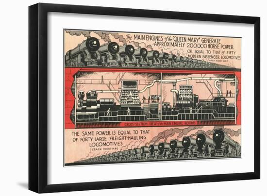 Queen Mary vs. Locomotives-null-Framed Art Print