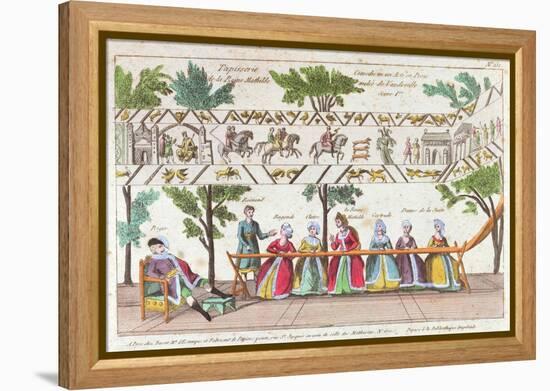 Queen Mathilda and Her Servants Weaving the Bayeux Tapestry, Scene from a Vaudeville Performance-null-Framed Premier Image Canvas