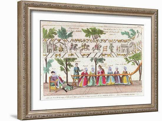 Queen Mathilda and Her Servants Weaving the Bayeux Tapestry, Scene from a Vaudeville Performance-null-Framed Giclee Print