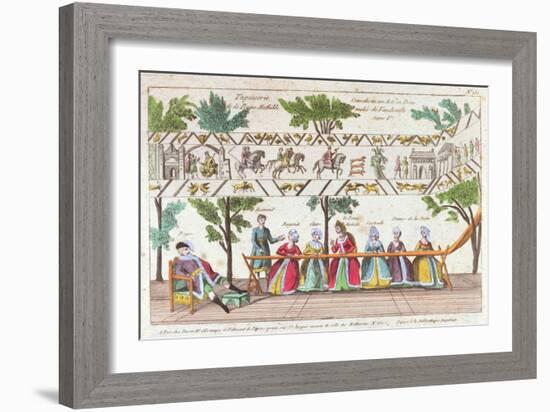 Queen Mathilda and Her Servants Weaving the Bayeux Tapestry, Scene from a Vaudeville Performance-null-Framed Giclee Print