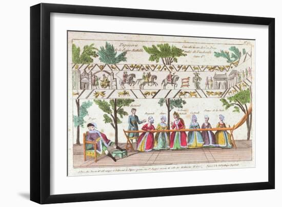 Queen Mathilda and Her Servants Weaving the Bayeux Tapestry, Scene from a Vaudeville Performance-null-Framed Giclee Print