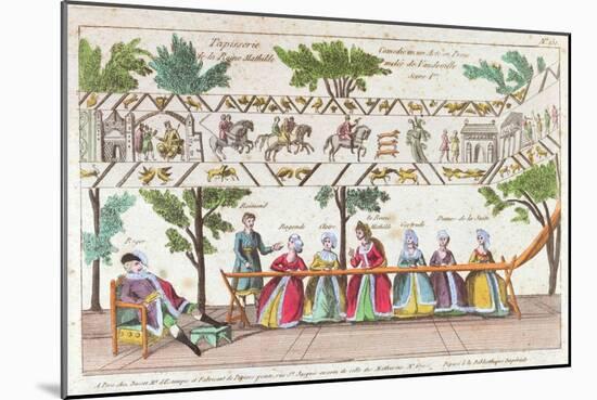 Queen Mathilda and Her Servants Weaving the Bayeux Tapestry, Scene from a Vaudeville Performance-null-Mounted Giclee Print