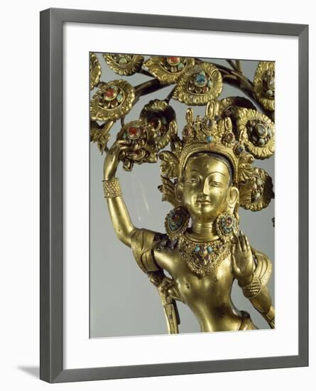 Queen Maya Gives Life to Future Buddha, Gilded Bronze Statue, Nepal, Nepalese Civilization-null-Framed Giclee Print