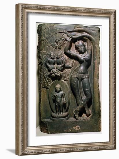 Queen Maya Giving Birth to the Future Buddha (Limestone)-null-Framed Giclee Print