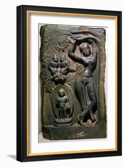 Queen Maya Giving Birth to the Future Buddha (Limestone)-null-Framed Giclee Print
