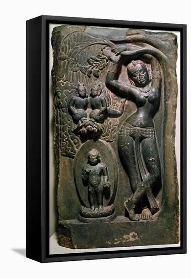 Queen Maya Giving Birth to the Future Buddha (Limestone)-null-Framed Premier Image Canvas