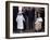 Queen Mother waves on her 101 birthday watched by Princess Margaret in wheelchair and Prince Charle-null-Framed Photographic Print