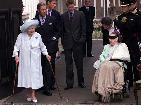 Queen Mother Waves On Her 101 Birthday Watched By Princess Margaret In Wheelchair And Prince Charle Photographic Print Art Com