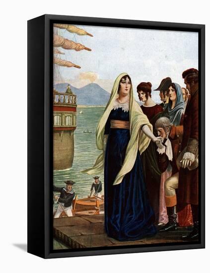 Queen of Naples Marie Caroline (Maria Carolina) of Austria (1752-1814¿Fleeing Naples to Seek Refuge-Tancredi Scarpelli-Framed Premier Image Canvas