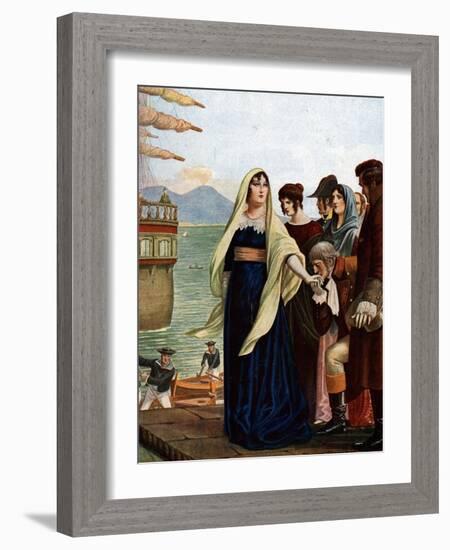 Queen of Naples Marie Caroline (Maria Carolina) of Austria (1752-1814¿Fleeing Naples to Seek Refuge-Tancredi Scarpelli-Framed Giclee Print