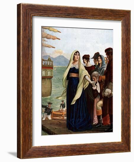 Queen of Naples Marie Caroline (Maria Carolina) of Austria (1752-1814¿Fleeing Naples to Seek Refuge-Tancredi Scarpelli-Framed Giclee Print