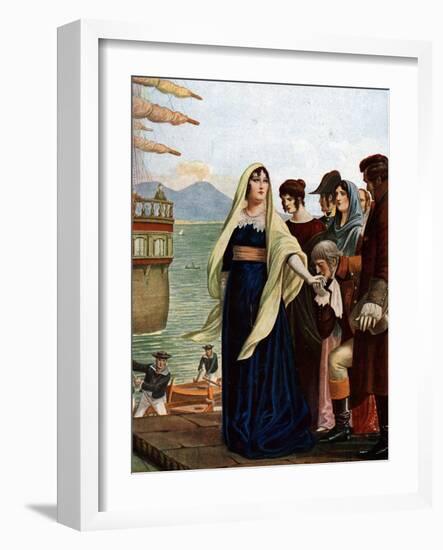 Queen of Naples Marie Caroline (Maria Carolina) of Austria (1752-1814¿Fleeing Naples to Seek Refuge-Tancredi Scarpelli-Framed Giclee Print