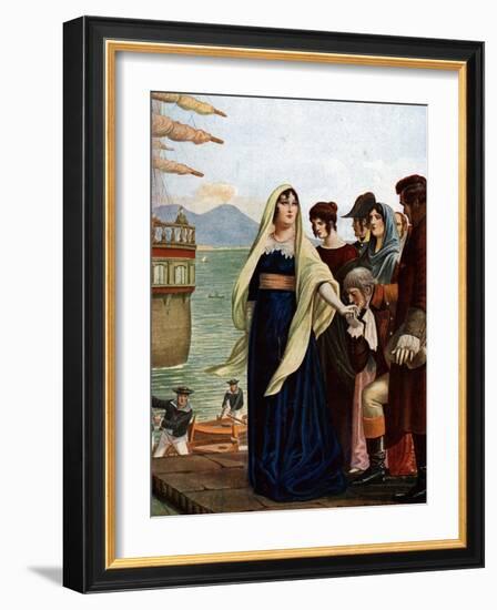 Queen of Naples Marie Caroline (Maria Carolina) of Austria (1752-1814¿Fleeing Naples to Seek Refuge-Tancredi Scarpelli-Framed Giclee Print