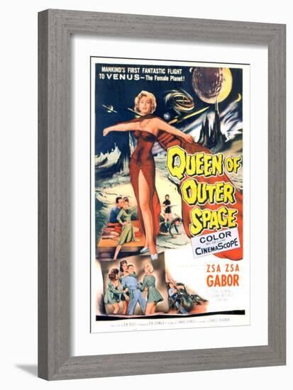 Queen of Outer Space, Zsa Zsa Gabor, 1958-null-Framed Art Print