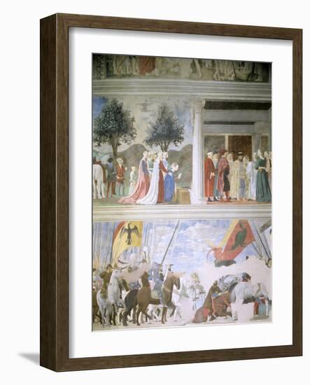 Queen of Sheba Worshipping the Wood of the True Cross, Reception of Sheba by King Solomon-Piero della Francesca-Framed Giclee Print