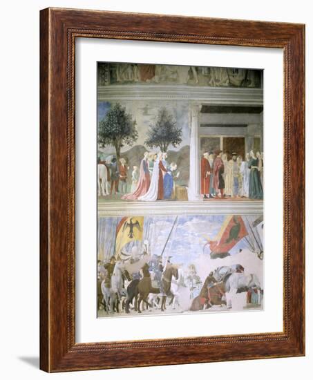 Queen of Sheba Worshipping the Wood of the True Cross, Reception of Sheba by King Solomon-Piero della Francesca-Framed Giclee Print