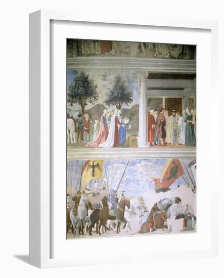 Queen of Sheba Worshipping the Wood of the True Cross, Reception of Sheba by King Solomon-Piero della Francesca-Framed Giclee Print