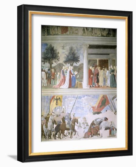 Queen of Sheba Worshipping the Wood of the True Cross, Reception of Sheba by King Solomon-Piero della Francesca-Framed Giclee Print